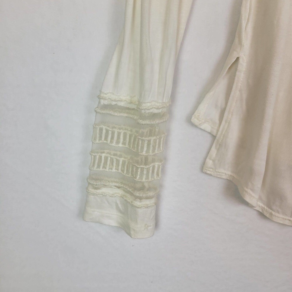 Free People Womens Roxie Mesh See Through Blouse Size Small Ivory Peasant Fairy - Picture 4 of 8